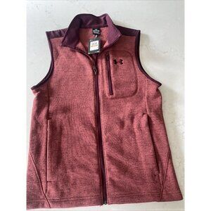 UA Under Armour Specialist Vest Men's Small Cinna‎ Red #1380272 Full Zip Fleece